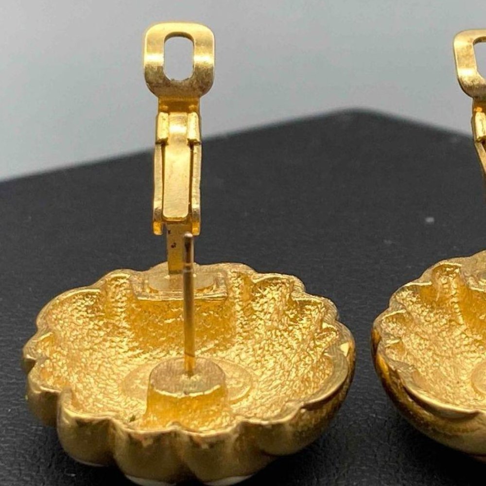 Vintage Givenchy Signed Pierced Button Earrings F… - image 3